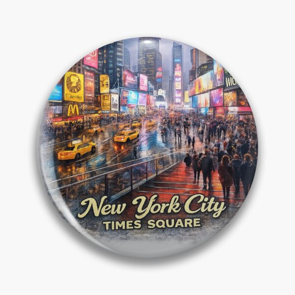 Item preview, New York City Times Square Neon Lights Travel Sticker – NYC Yellow Taxi Night Skyline designed and sold by SamEmbersLiving.