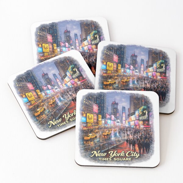 Item preview, New York City Times Square Neon Lights Travel Sticker – NYC Yellow Taxi Night Skyline designed and sold by SamEmbersLiving.