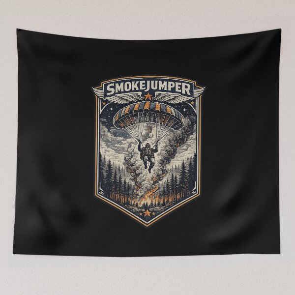 Item preview, Smokejumper Wildland Firefighter Vintage Badge Parachute Into Fire Forest Service Crest Wildfire  designed and sold by The Junto Shop.