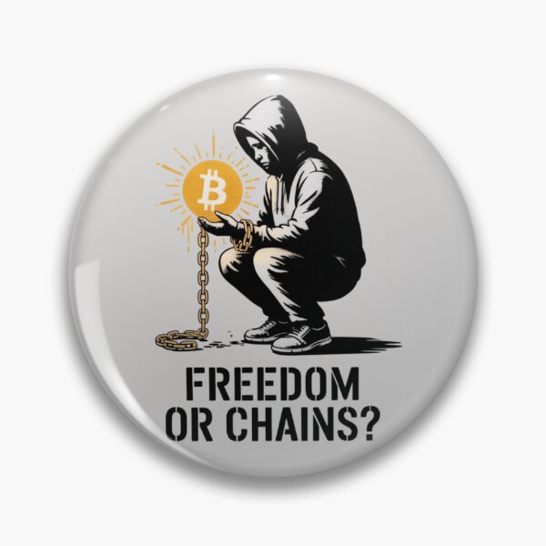 Item preview, Banksy-style Bitcoin - Freedom or chains? designed and sold by 123ks.
