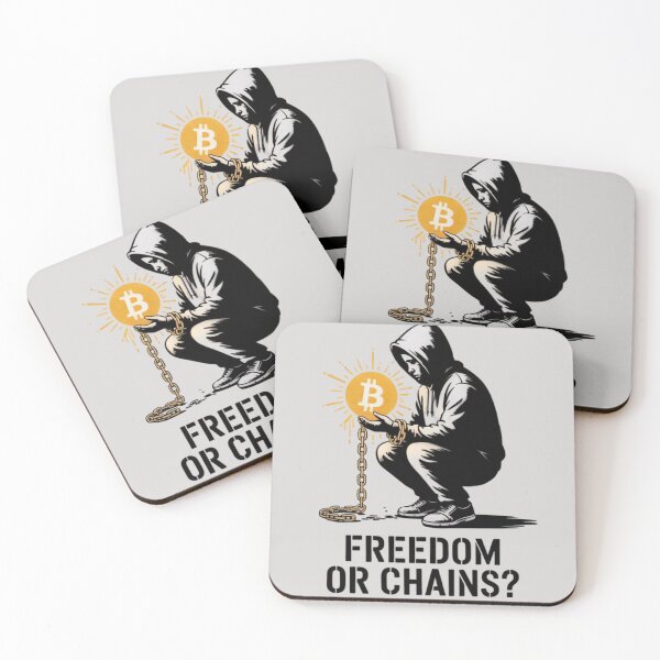 Item preview, Banksy-style Bitcoin - Freedom or chains? designed and sold by 123ks.