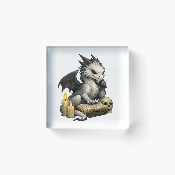 Item preview, Cute Dark Fantasy Dragon Studying Spell Book designed and sold by Hatchling Hollow.