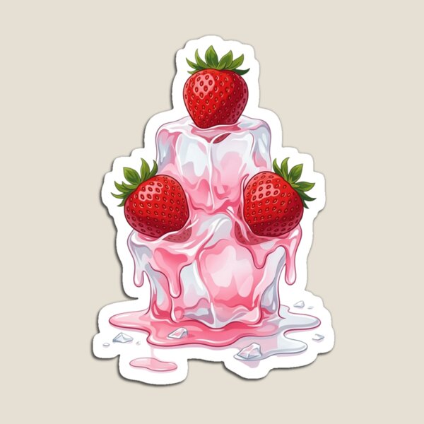 Aperçu de l'œuvre Dessert aux fraises dégoulinantes – Un art esthétique mignon et fondant à base de fraises créée et vendue par ThreadThatSpeak.