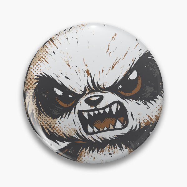 Item preview, A small angry panda creature illustrated in a rough grunge style. The combination of cute shape and aggressive expression creates a memorable graphic. designed and sold by Dejbar.