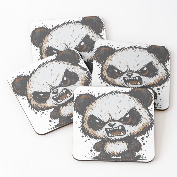 Item preview, A small angry panda creature illustrated in a rough grunge style. The combination of cute shape and aggressive expression creates a memorable graphic. designed and sold by Dejbar.