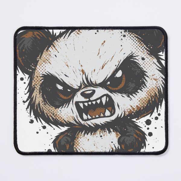 Item preview, A small angry panda creature illustrated in a rough grunge style. The combination of cute shape and aggressive expression creates a memorable graphic. designed and sold by Dejbar.