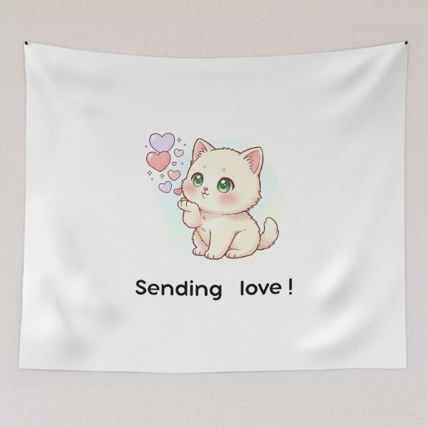 Item preview, Cute Kawaii Cat Sending Love designed and sold by HALYNA070824.