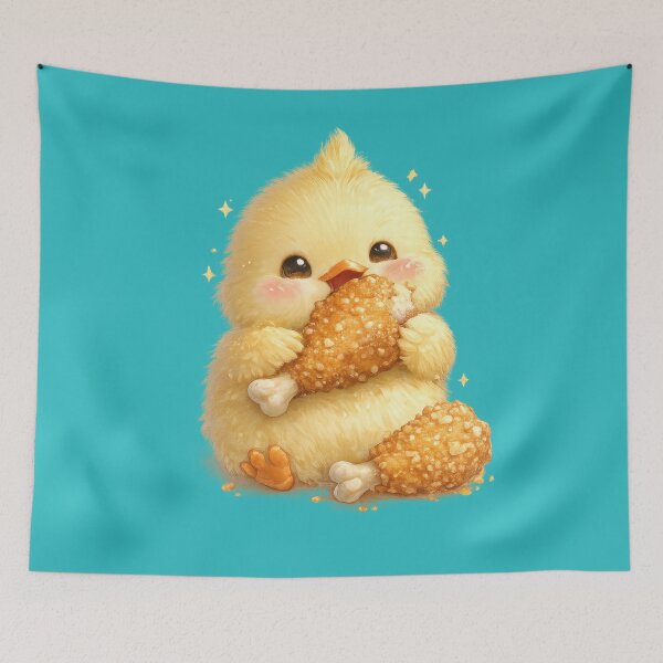 Item preview, Cute Chick With Fried Chicken Sticker designed and sold by jgvisualarts.