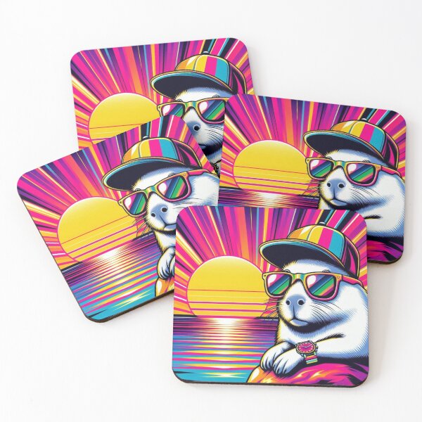 Item preview, Vaporwave Capybara – Neon Sunset Style designed and sold by Dogandesighn.