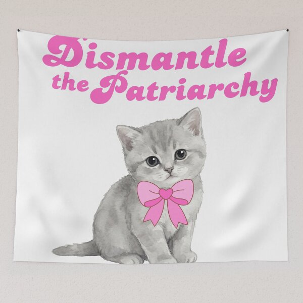 Item preview, Dismantle the Patriarchy – Cute Feminist Cat Sticker designed and sold by SadGrrlsClub.