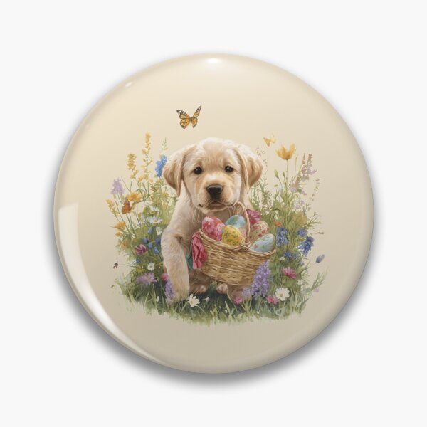 Item preview, Golden Retriever Puppy Easter Basket – Cute Spring Puppy with Easter Eggs designed and sold by Willow & Ink.