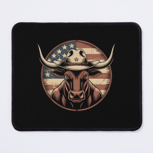 Item preview, Patriotic Texas Longhorn Cowboy, Cowboy Bull American Flag Vintage Rodeo Lover Rustic Country USA designed and sold by NewaveBoutique.