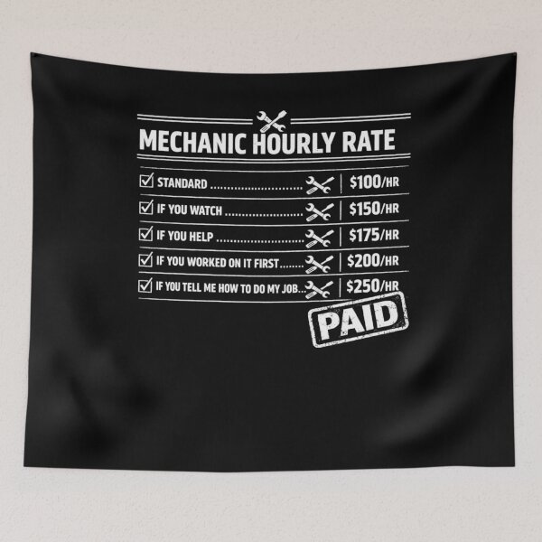 Item preview, Mechanic Hourly Rate Funny Garage Humor designed and sold by FreshVibe Prints.