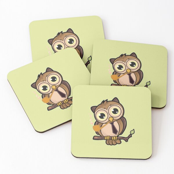 Item preview, Funny Owl Smoking Pipe Cartoon – Cute Whimsical Owl Illustration designed and sold by Animalith.