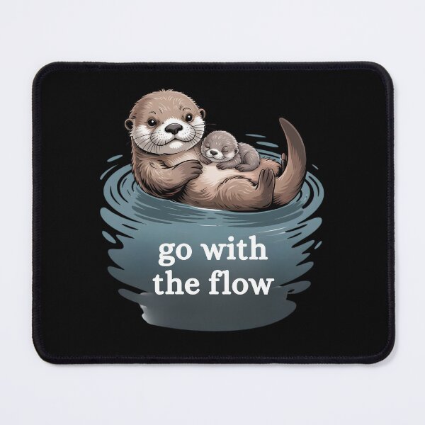 Item preview, Go with The Flow Sea Otter PNG: Cute Otter Art Nature Lovers, River Wildlife Relaxing Animal designed and sold by NewaveBoutique.