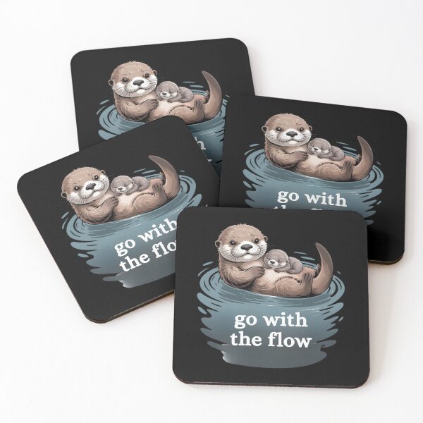 Item preview, Go with The Flow Sea Otter PNG: Cute Otter Art Nature Lovers, River Wildlife Relaxing Animal designed and sold by NewaveBoutique.