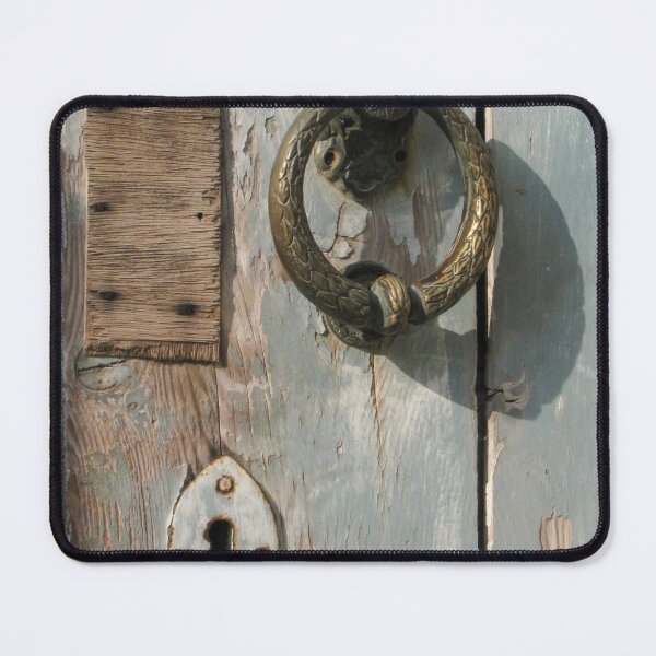 Item preview, Weathered Wooden Door With Vintage Brass Knocker And Rustic Keyhole Close-Up designed and sold by Nmallia.