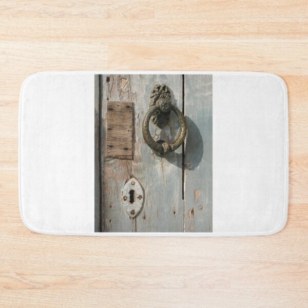 Item preview, Weathered Wooden Door With Vintage Brass Knocker And Rustic Keyhole Close-Up designed and sold by Nmallia.