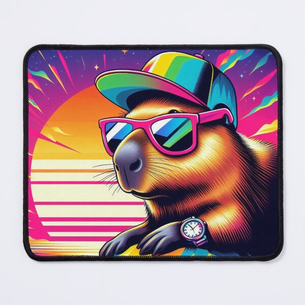 Item preview, Vaporwave Capybara – Neon Sunset Style designed and sold by Dogandesighn.