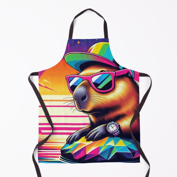 Item preview, Vaporwave Capybara – Neon Sunset Style designed and sold by Dogandesighn.