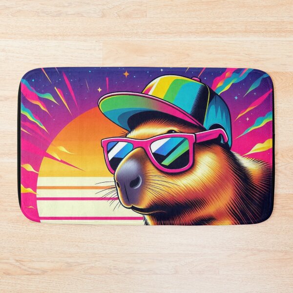 Item preview, Vaporwave Capybara – Neon Sunset Style designed and sold by Dogandesighn.