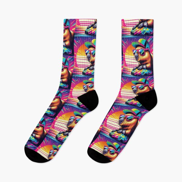 Item preview, Vaporwave Capybara – Neon Sunset Style designed and sold by Dogandesighn.