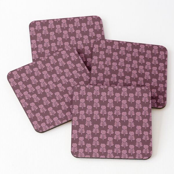 Item preview, Block Print Floral - berry tonal designed and sold by Willow & Grace Designs.