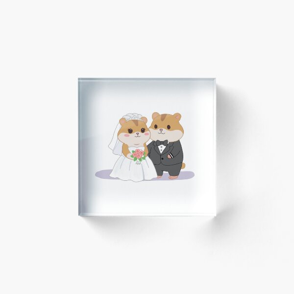 Item preview, Cute Hamster Wedding Couple Sticker- Kawaii Bride and Groom Hamster Illustration designed and sold by pn_terest.