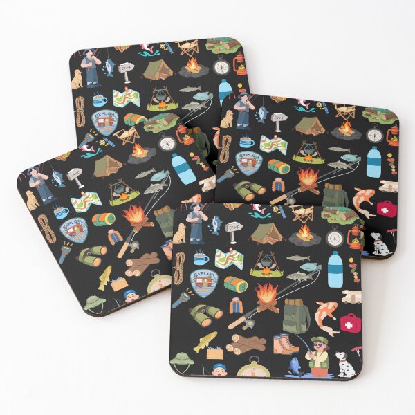 Item preview, Ultimate Camping and Fishing Adventure Elements with Dogs - Outdoors Life Pattern designed and sold by paws-peaks-adv.