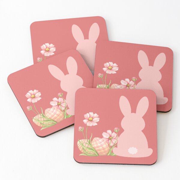 Item preview, Cute Pink Easter Bunny with Spring Flowers and Pastel Eggs designed and sold by SolutionsArt.
