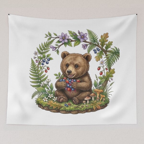 Item preview, Brown Bear and his Wild Berry Harvest in the Heart of the Undergrowth designed and sold by CHRIST5000.