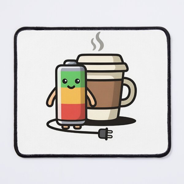 Item preview, Full Battery and Coffee Power Up - Funny Productivity Illustration designed and sold by ZYNORAworld.