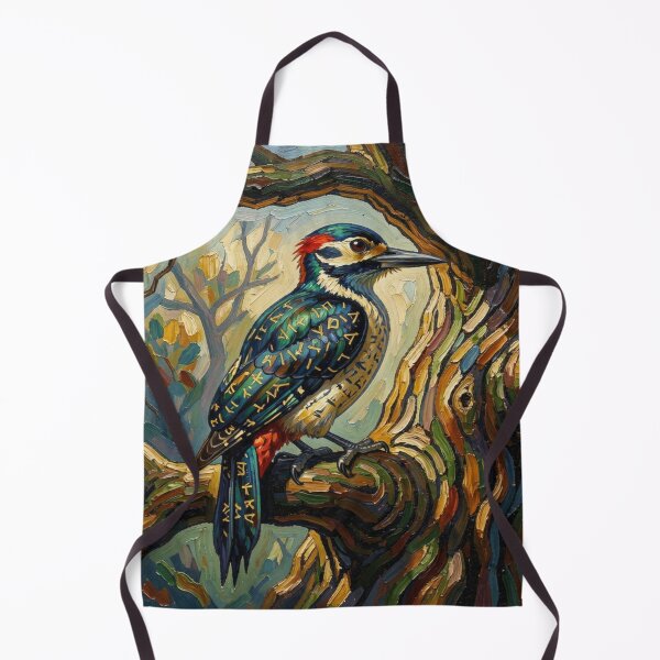 Item preview,  Mystical Woodpecker at Sunset – Runic Feathers and Painterly Forest Magic in Vivid Colors designed and sold by FotoworldEdel.