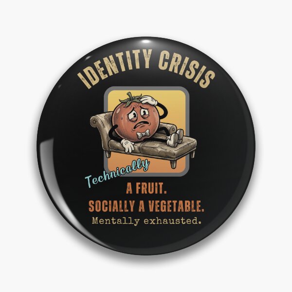Item preview, Tomato Identity Crisis T-Shirt, Socially a Vegetable Mentally Exhausted Funny Fruit Parody designed and sold by Guilty Kick.