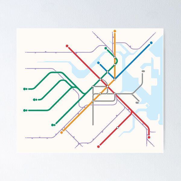 Item preview, Simple Boston T MBTA transit map designed and sold by George Katilus IV.