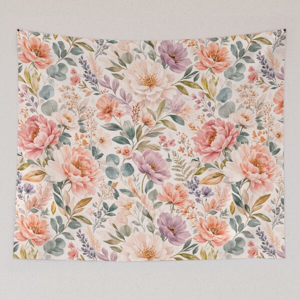Aperçu de l'œuvre Papier peint floral romantique pastel botanique style cottagecore créée et vendue par simpleyetcanva.