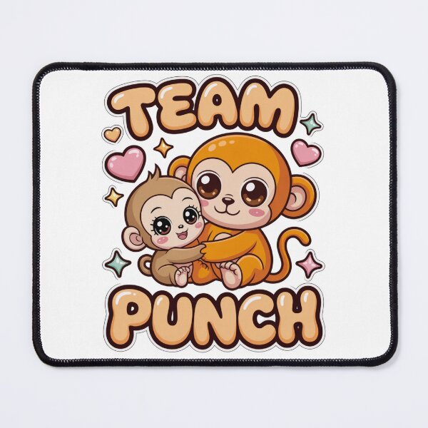 Item preview, Team Punch – Kawaii Golden Mama Monkey Holding Baby Girl with Lashes Peach Sticker Graphic Tee designed and sold by DarylWelsh2024.