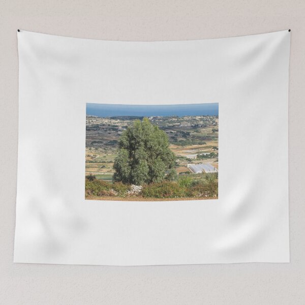 Item preview, Eucalyptus Tree Overlooking Mediterranean Farmland and Coastal Countryside With Greenhouses and Terraced Fields designed and sold by Nmallia.
