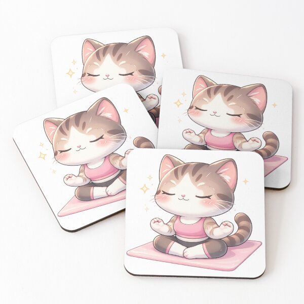 Item preview, Zen Kawaii Yoga Cat – Cute Meditating Kitty designed and sold by les3cerises.
