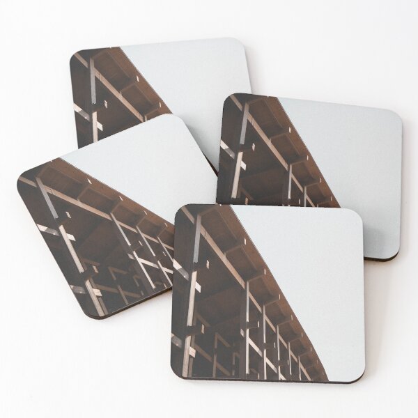 Item preview, Geometric wooden building facade looking upward designed and sold by mazatrazz.