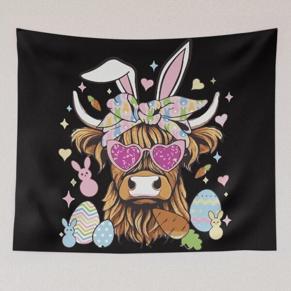Item preview, Easter Day Highland Cow, Retro Easter, Easter Bunny, Easter Day, Cute Cow, Happy Easter designed and sold by DesignDenDo ⭐⭐⭐⭐⭐.