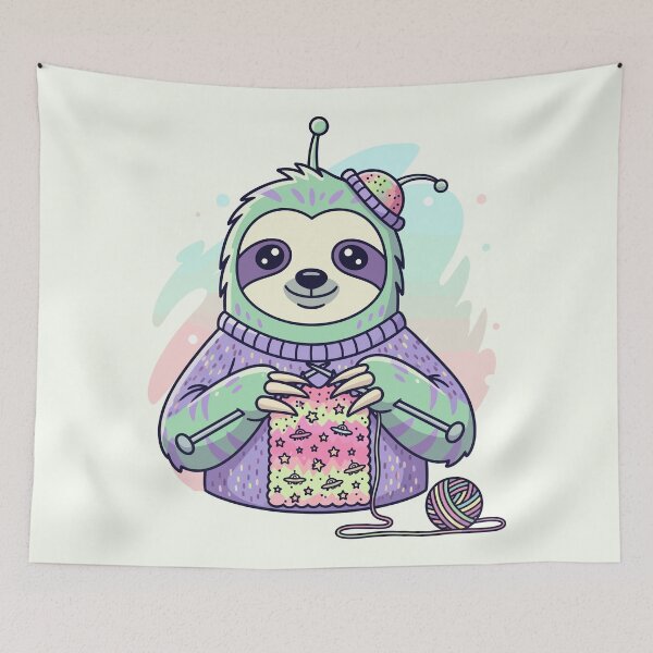 Item preview, Alien Sloth Knitting UFO Scarf designed and sold by Amir Faysal.