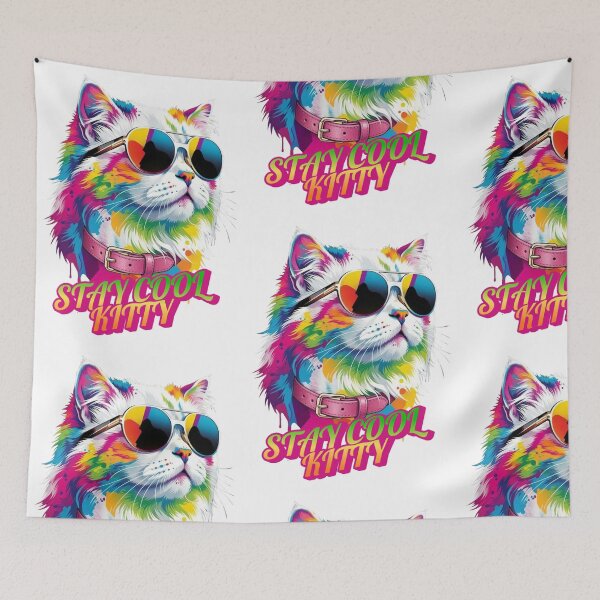 Item preview, Stay Cool Kitty – Colorful Sunglasses Cat Retro Vaporwave Design designed and sold by ThreadThatSpeak.