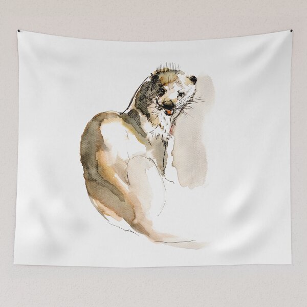 Item preview, Totem otter Lutra lutra watercolor designed and sold by belettelepink.