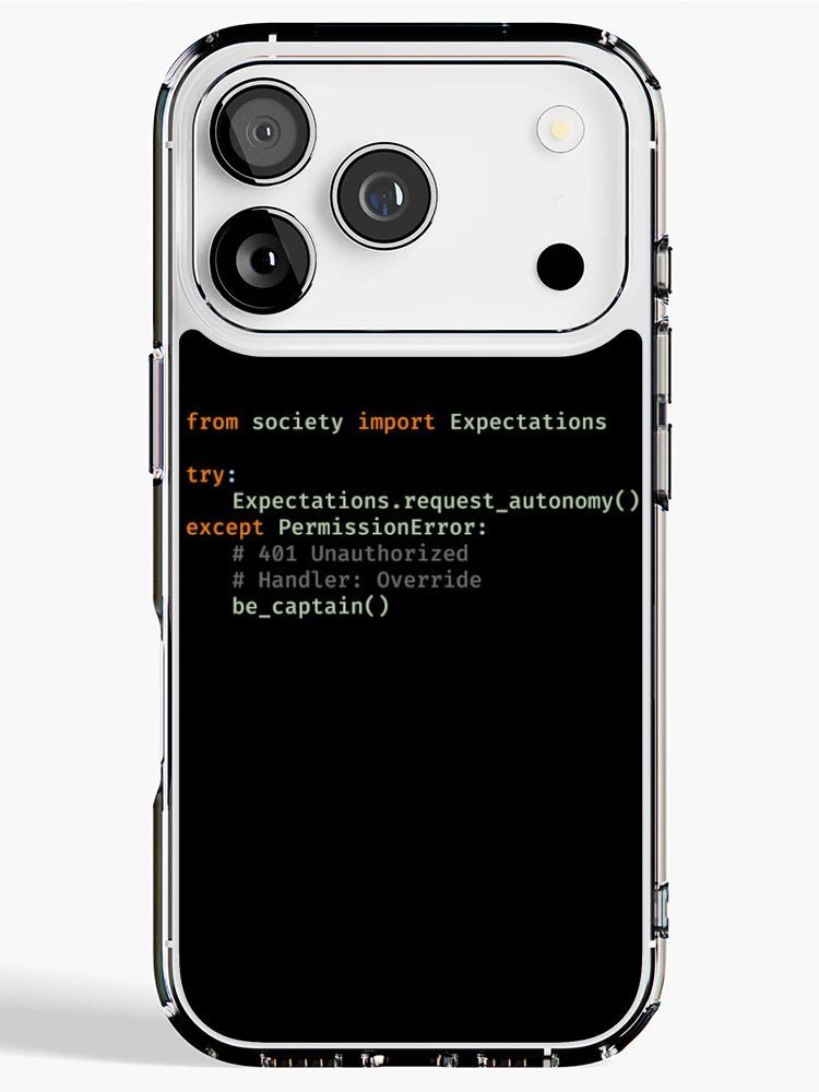 Thumbnail 1 of 5, iPhone Case, Exception Handled: Be Captain (Python Code) designed and sold by CaptainSeren.