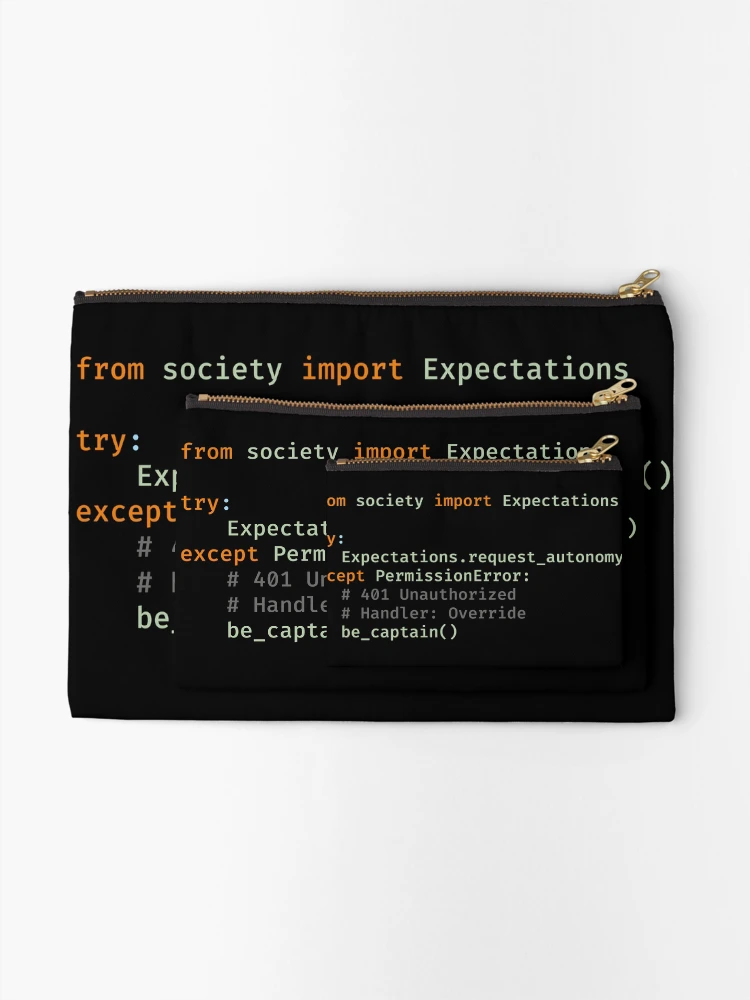 Thumbnail 2 of 4, Zipper Pouch, Exception Handled: Be Captain (Python Code) designed and sold by CaptainSeren.
