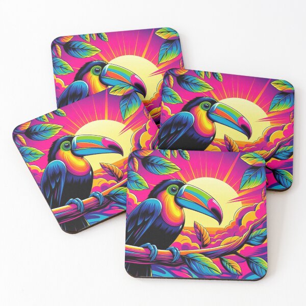 Item preview, Psychedelic Toucan – Tropical Sunset Vibes designed and sold by Dogandesighn.