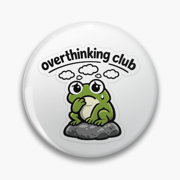 Item preview, Overthinking Club Cute Frog Meme Sticker designed and sold by MyCreatureArt.