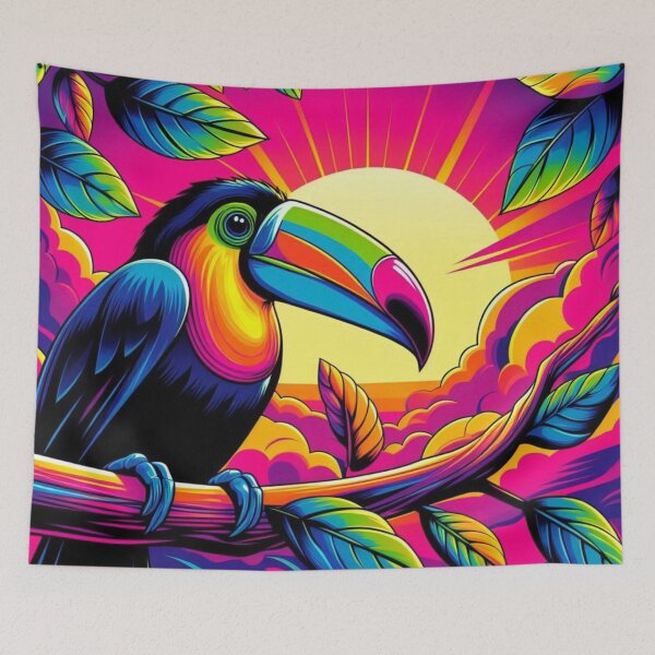 Item preview, Psychedelic Toucan – Tropical Sunset Vibes designed and sold by Dogandesighn.