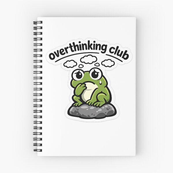 Item preview, Overthinking Club Cute Frog Meme Sticker designed and sold by MyCreatureArt.